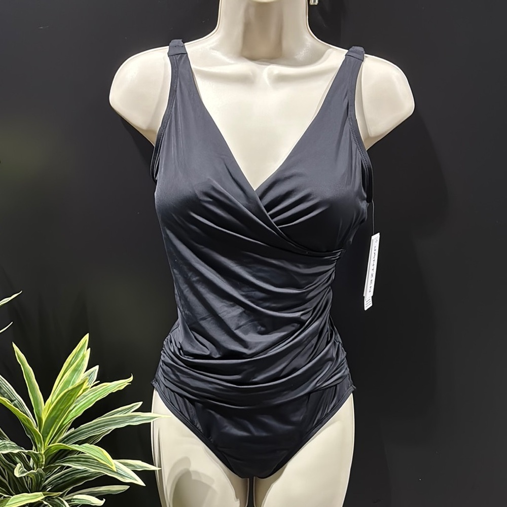 Jantzen Tummy Control,smoothing,deep V-neck,draped,full coverage,cups,adjustable